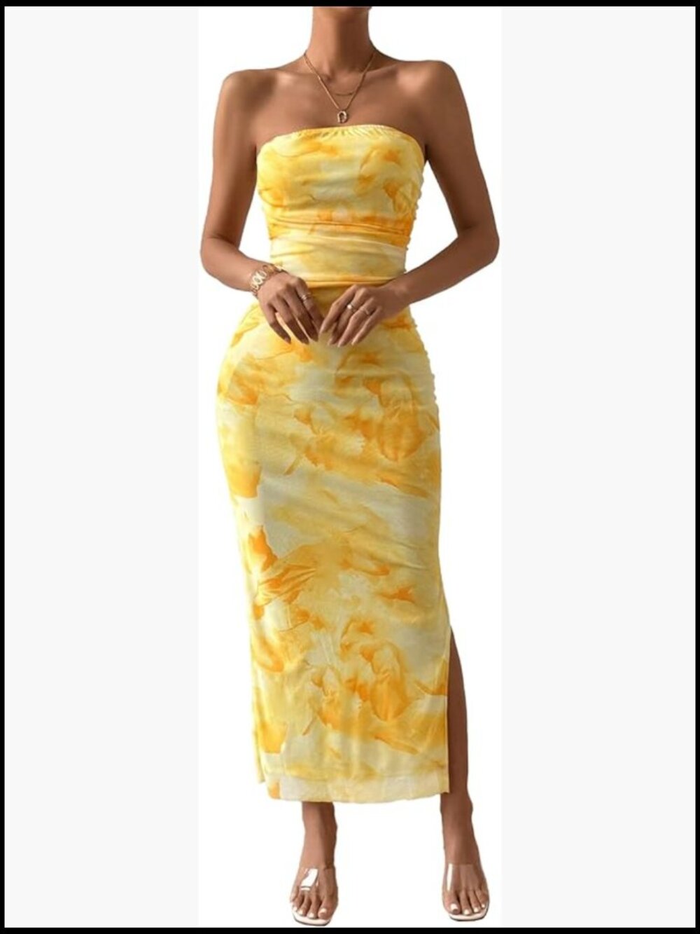 Strapless Bodycon Maxi Dress in Polyester Spandex Blend